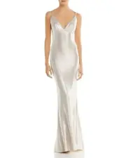 Aidan Mattox Champagne Silver Foil Knit Fitted Dress size 2 BO06