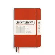 A5 Fox Red Blank Notebook 123 Pages Softcover Ruled Perforated Table of Contents