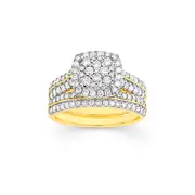 18ct Gold Diamond Cushion Shape Bridal Set