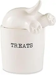 Mud Pie Dog Tail Treat Canister - Ceramic Dog Treat Jar