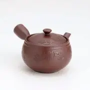 Banko-yaki Kyusu teapot - Pine carving - 360cc/ml - deru ami stainless steel net