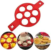 AIMALL Pancake Mold Maker, Breakfast Flip Cooker,Silicone 7 Round Non Stick Egg Rings Set Flipper Pan Perfect Maker Omelette Tool for Cooking Fried Eggs, Hash Browns, Crumpets, Omelets on Griddle