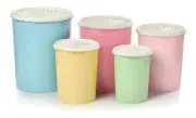 Tupperware Heritage Collection - Set of 5 containers in vintage colors.