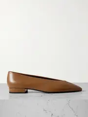 [Loro Piana] Loro Piana - Rebecca Leather Point-toe Flats - Brown - IT37 IT 37 Brown
