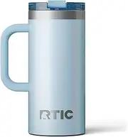 RTIC 16oz Road Trip Travel Mug with Lid and Handle, Insulated, Stainless Steel, Metal, Double Wall Vacuum-Insulation, Ceramic Lined, Portable Coffee, Tea Cup for Hot and Cold Drink, RTIC Ice Glitter