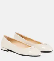 [Prada] Prada Logo patent leather ballet flats AU 7 white