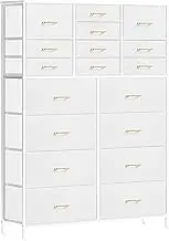 VASICAR Large Dresser for Bedroom with 18 Drawers, Tall Fabric Storage Cabinet, Chest of Drawers for Closet, Nursery, Bedside, Living Room, Entryway, Hallway (White)