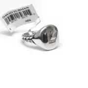 New DAVID YURMAN Pave Initial Letter L Pinky Ring in Diamond & Silver Size 5