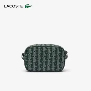 【LACOSTE】母親節首選包款-日常生活拼接字母印花斜背包(綠色)