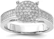 [JewelryWeb] 925 Sterling Silver Micro Pave Center Circle Ring Band Style-Ring for Women