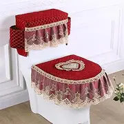 ALAGPNPMZH 3pcs Toilet Seat Cover with Storage Bag Overcoat Toilet Case Red Coffee Closestool Seat Cover Washable Warm Seat Cover Toilet seat(Red)