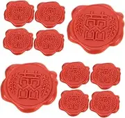 Anneome 10Pcs Decorative Wax Seal Stickers Self Adhesive Envelope Stickers for Wedding Invitations Vintage Design with Embossed Chinese Character Pattern Easy to Use Sealing Decals