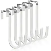 6Pack Metal Over The Door Hanging Hooks for Towel Coat Kitchen Cabinet Door