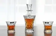 3 Piece Euro Style Full Glass Whisky Gift Set 1 Whisky Decanter + 2 Whisky Cups