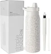 Simple Modern Filtered Water Bottle | Insulated Stainless-Steel Carbon Filter Travel Water Bottles | Reusable for Clean Drinking Water On The Go | Mesa Collection | 34oz, Cream Leopard