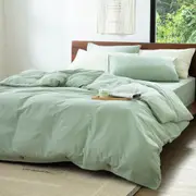 hoi!賴床包-雙層紗素睡雙人加大床包-夢境綠