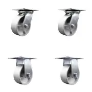 5 Inch Semi Steel Caster Set with Ball Bearings 2 Swivel 2 Rigid Service Caster
