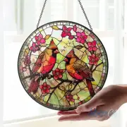 Stained Glass Cardinal Suncatcher, Cardinal Window Hangings, Birds Suncatcher Ca