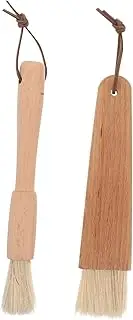 2pcs Wooden Handle Sauce Brush Basting Brush with Boar Bristles for Even Coating Heat Resistant Cooking Tool for Outdoor Grilling and Baking