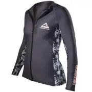Adrenalin Beach Lady Long Sleeve Zip Front Rashie (Charcoal) - Size 16