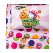 Shopkins 3 Piece Twin Sheet Set, Flat & Fitted Sheets, Pillow Case Bedding Set