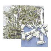200 Silver Plated Necklace Cord End Tip With loop 9x4mm fit 3mm Cord glue in