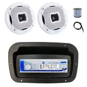 Dual Marine Receiver,Spa Bezel,Adapter, Antenna,Wire, 2x 6.5" 450W White Speaker