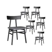 Claire Dining Chair Set of 6 Solid Oak Wood Fabric Seat Furniture - Black