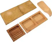 HAKIDZEL 4 Pcs Wooden Sauce Plates Premium Wooden Dipping Bowls for Condiments Snacks Appetizers for Home Kitchen Parties Outdoor Use