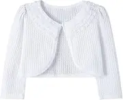 [CONGMI] Little Girls' Long Short Sleeve Lace Bolero Cardigan Shrug Dress 2-11 Years, White 1, 4-5 Years