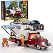 FUNWHOLE Lighting Camper Van Construction Kit – The Camper Vehicles Construction Kit 1741 Pieces for Teenagers and Adults with LED Lighting Kit