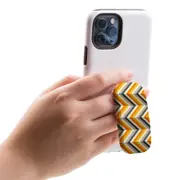 Kickstand Grip AddOn, Universal Phone Holder, Zigzag Left Right Yellow