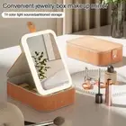 LED Lighted Cosmetic Case PU Leather Beauty Kit Storage Vanity Accessories