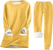 [hlysgo] Women's Warm Fleece Lined Loungewear Sets Crewneck Sweatshirt Pullover and Joggers Pants Winter Sherpa Tracksuit