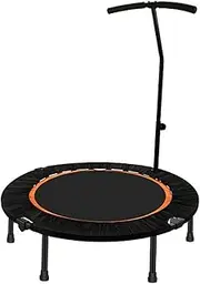 40/48 in Folding Fitness Trampoline, Fitness Rebounder with Adjustable Foam Handle, Exercise Bounce for Adults Indoor/Outdoor Workout(40in diam1M, Single armrest)