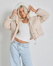[Ava And Ever] Ava And Ever Women's Ottawa Puffer Jacket in Bone Size 6 6 Bone