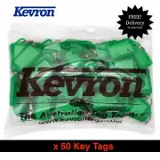 Bulk Office Key Tags-Bag Of 50 GREEN Plastic KEVRON W/Ring-FREE POST -ID5GRN