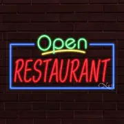NEW "OPEN RESTAURANT" w/BORDER 33x18 INCH LED FLEX WINDOW/WALL INDOOR SIGN 35562