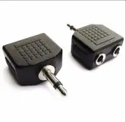 3.5mm Mono Male to Dual Port 3.5mm Mono Female Splitter Adapter (2 Pack)