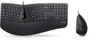 Periduo-505, Wired USB Ergonomic Split Keyboard and Vertical Mouse Combo with Ad