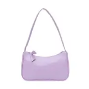 2 Pcs Soft PU Leather Women Purple Underarm Bag Retro Solid Color Ladies Baguette Handbags Fashion Design Girls Small Shoulder Bags
