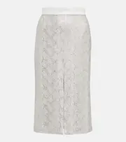[Jacques Wei] Jacques Wei Sequined snake-effect midi skirt AU 14 silver