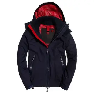 【Superdry】Superdry極度乾燥 風衣外套 防風外套 連帽外套 男生夾克 Cliff Emboss Hiker(海軍藍+紅內襯)