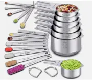 Measuring Cups and Spoons Set of 20, 7 Stainless Steel Nesting Measuring Cups