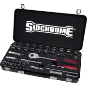 Sidchrome SCMT19754HB - Socket Set 58 Piece 1/2 & 1/4" Drive - Black Foam Hyper Series