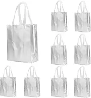 Tendwarm Silver Gift Bag Set of 12 Reusable Medium Size Favor Bags for Party Wedding Christmas 8x4x10 Inches