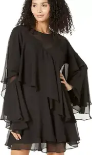 Ted Baker- PAGASI- Waterfall Ruffle Mini Dress- Black- TB 1=US 0/2- $325