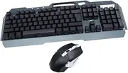 TEHAUX 1Set Wireless Gaming Keyboard and Mouse Ergonomic Water Resistant Design with Backlight Multimedia Keys Rechargeable Wireless Keyboard Mouse Kit for Computer Black