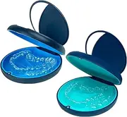 2 Pack Aligner Case with Mirror,Mirror Separate Design Retainer case, Slim Travel Orthodontic Clear Retainer Box (1PC Black Blue+1PC Dark Blue Cyan)