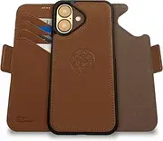 Dreem Fibonacci Compatible with iPhone 16 Plus Wallet case / 2-in-1 Shockproof case and Detachable Vegan Leather Folio, Compatible with MagSafe, RFID Protection [Chocolate]